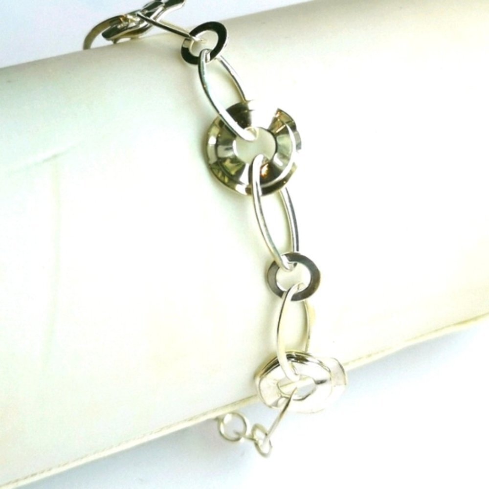 NWT sterling silver link disc bracelet - Picture 7 of 7